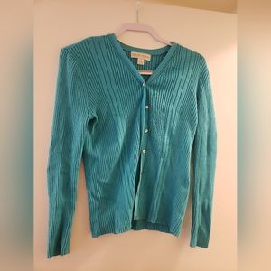Turquoise Blue Button Up Cardigan Size M